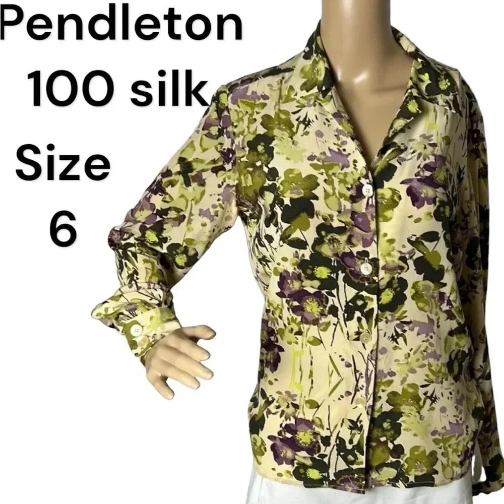 PENDLETON silk floral oversized blouse,size 6 ( Ptp 19”) med/Large  Y2K   EC